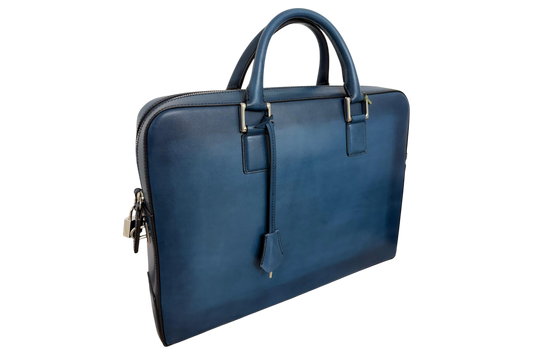 Leather Business Bag│ Blue Patina