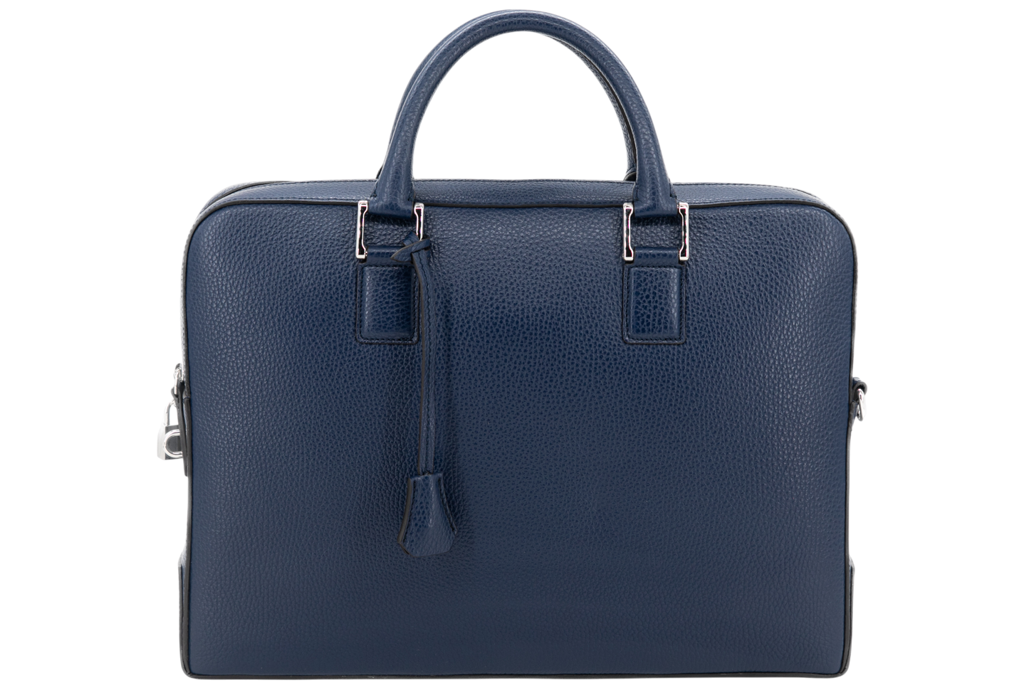 Leather Business Bag│ Navy Grain