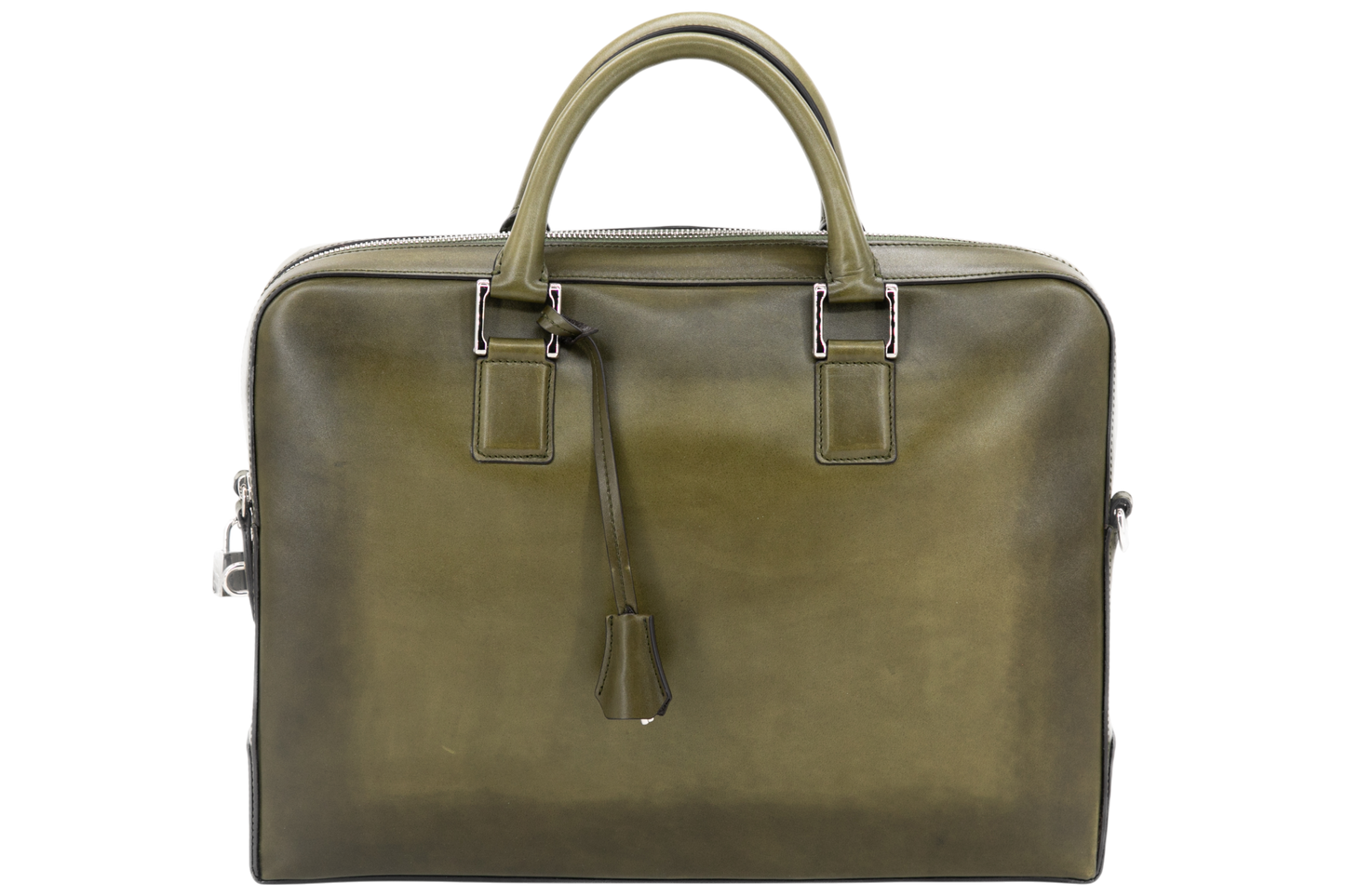 Leather Business Bag│ Khaki Patina