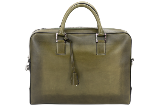 Leather Business Bag│ Khaki Patina