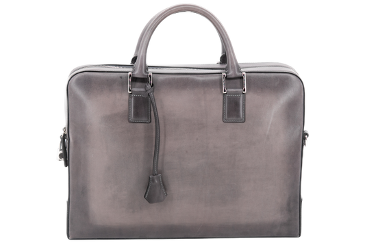 Leather Business Bag│ Grey Patina