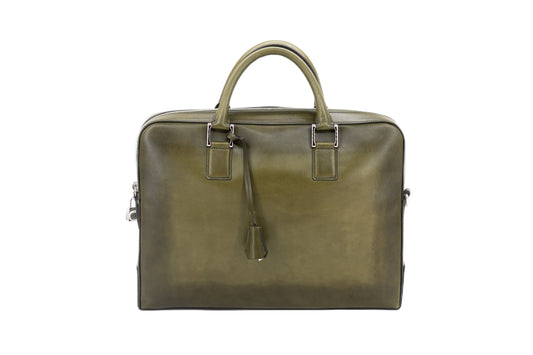 Leather Business Bag│ Khaki Patina
