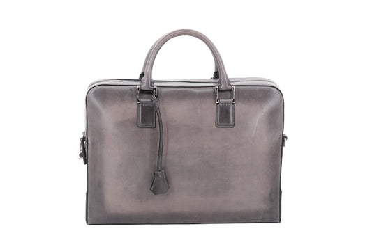 Leather Business Bag│ Grey Patina