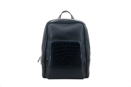 Calf & Alligator Leather Bagpack │ Navy