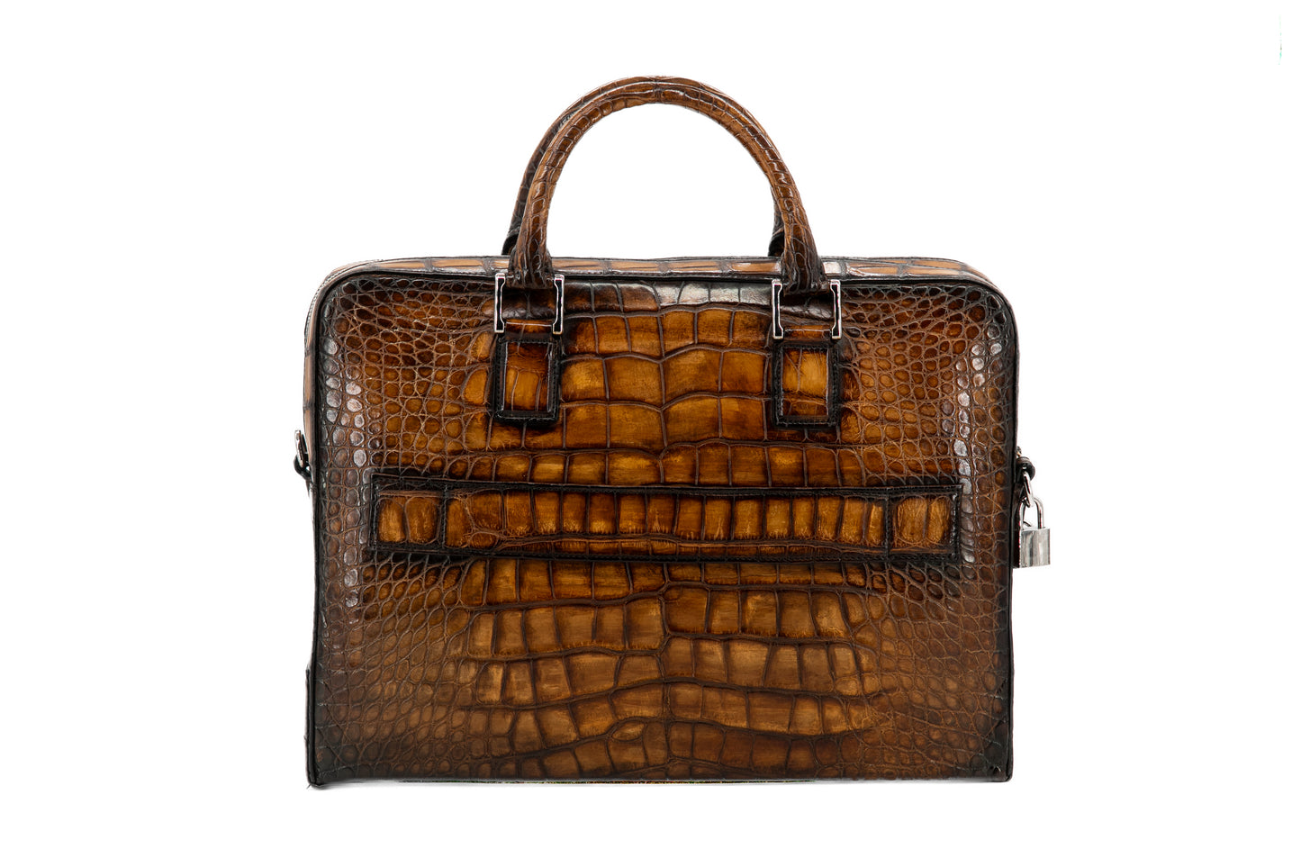 Croco Leather Business Bag │ Whisky Patina