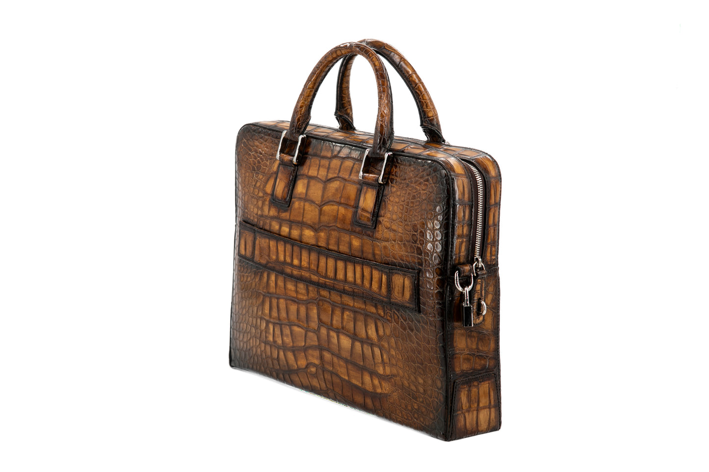 Croco Leather Business Bag │ Whisky Patina