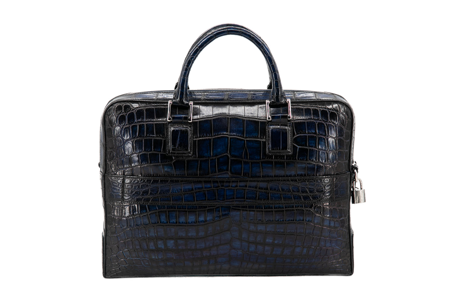 Croco Leather Business Bag │ Navy Patina