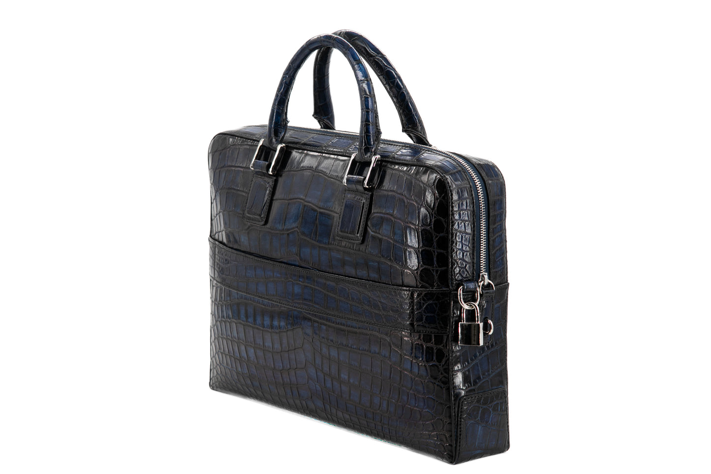 Croco Leather Business Bag │ Navy Patina