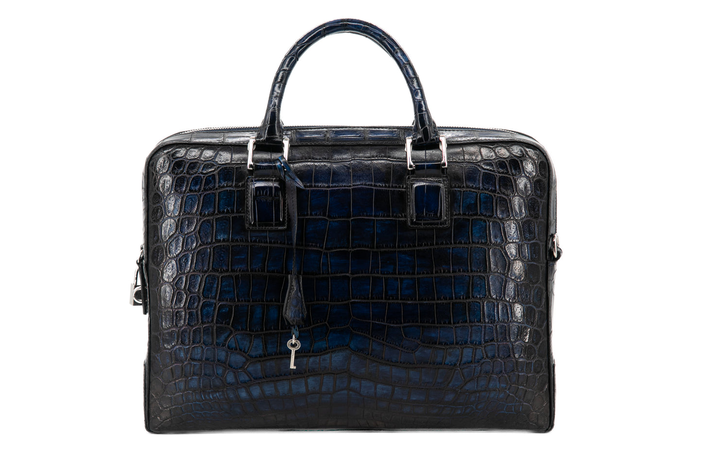 Croco Leather Business Bag │ Navy Patina