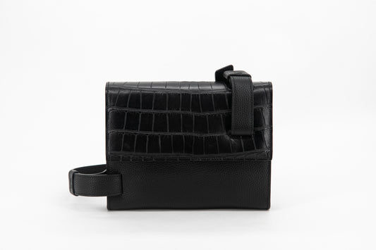 Alligator & Calf Leather Shoulder Clutch │ Black