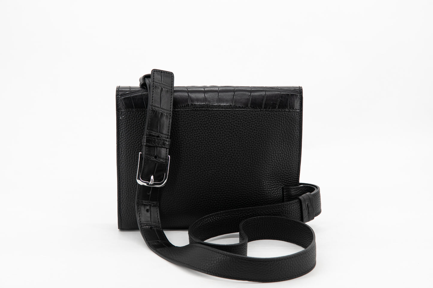 Alligator & Calf Leather Shoulder Clutch │ Black
