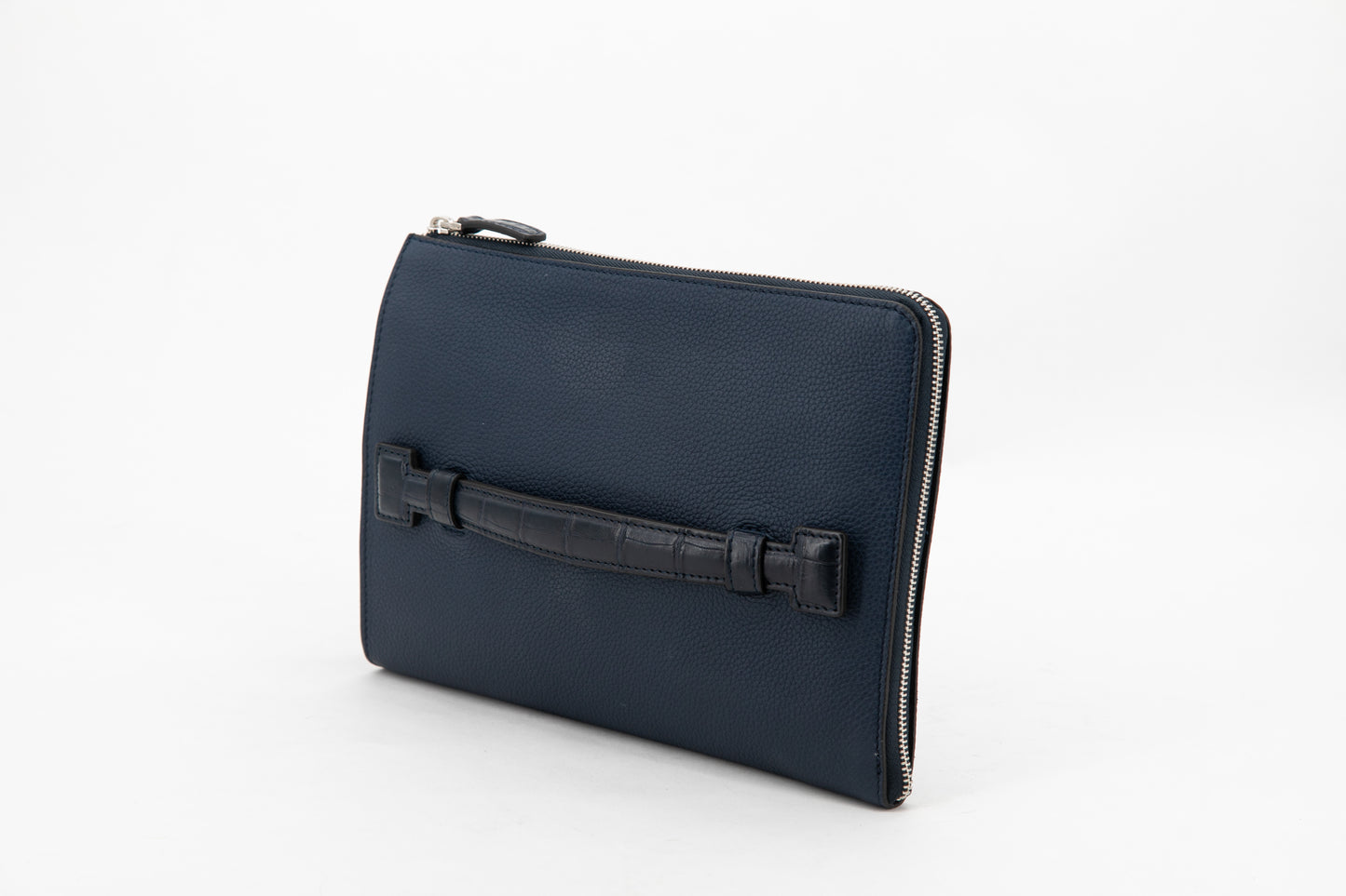 Alligator & Calf Leather Clutch │ Navy