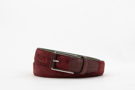 Suede & Croco Belt │ Burgundy