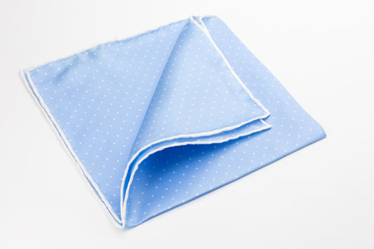 Pocket Square - White Dots on Sky Blue Background