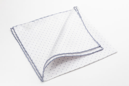 Pocket Square - Sky Blue Dots on White Background