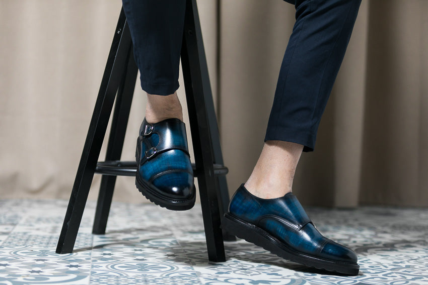 Leather Double Monk Zurigo │ Denim Papiro Patina