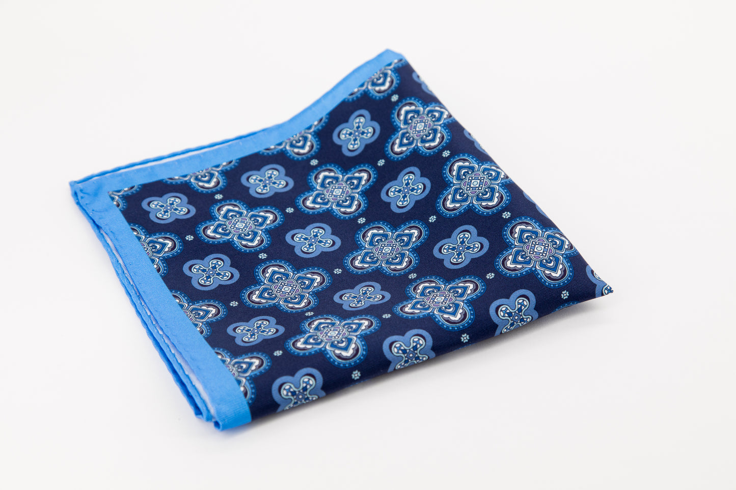 Pocket Square - Blue Large Medallion