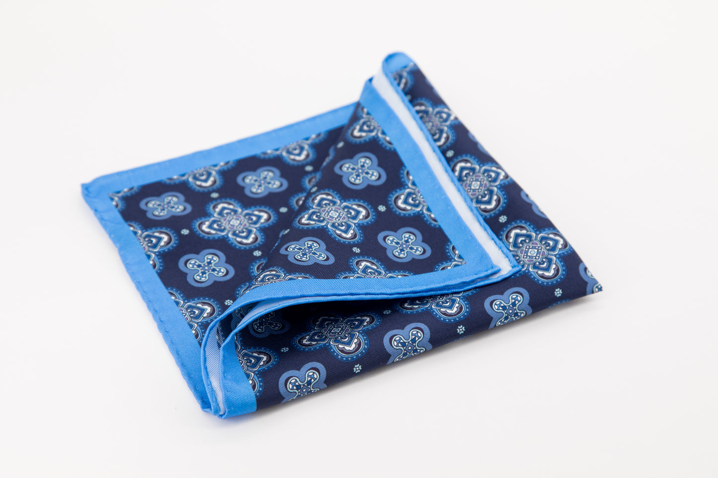 Pocket Square - Blue Large Medallion