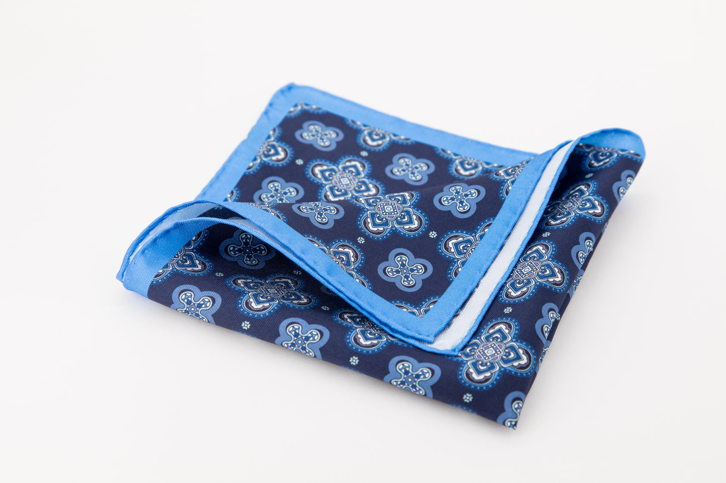 Pocket Square - Blue Large Medallion