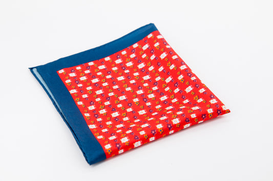 Pocket Square - Purple and Yelow Daisy Red Background