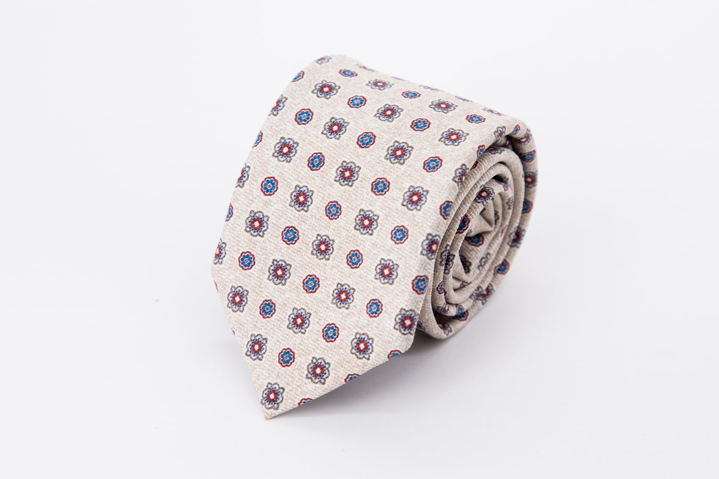 TIE - Blue And Burgundy Flower On Grey Background