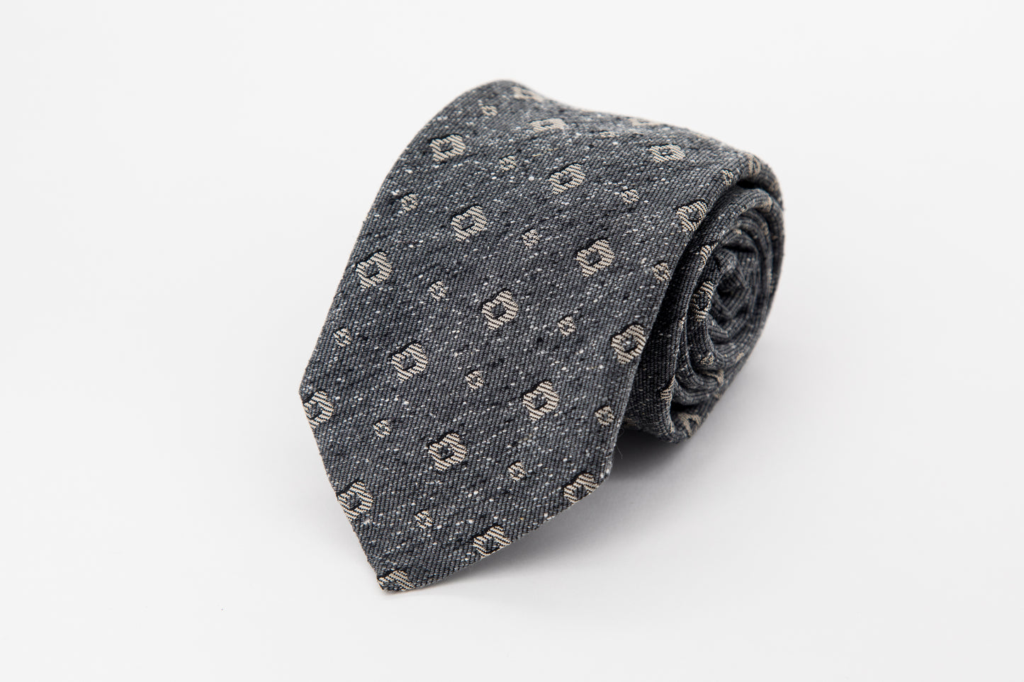 TIE - Light Grey Square on Speckled Grey Background