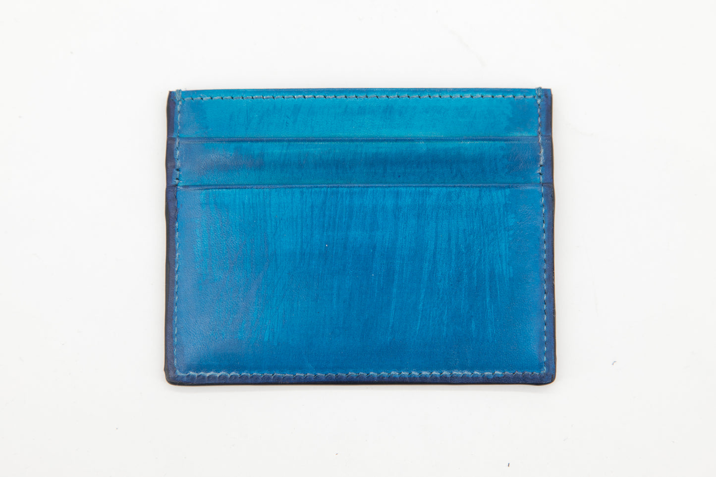 Leather Card Holder │ Sky Blue Patina