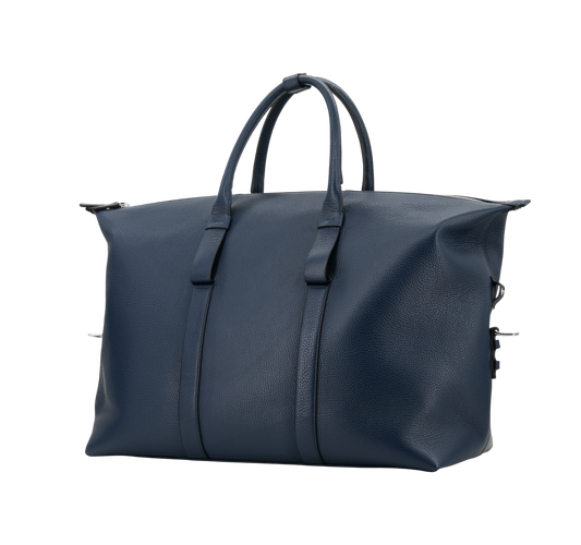 Leather Weekend Bag │ Navy Grain