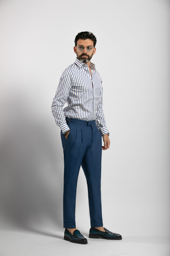 Royal blue Trousers with adjusters Vitale barberis canonico tropical wool
