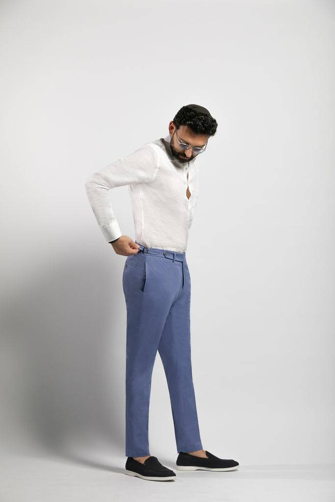 Electric Blue Trousers with adjusters Duca Visconti Cotton