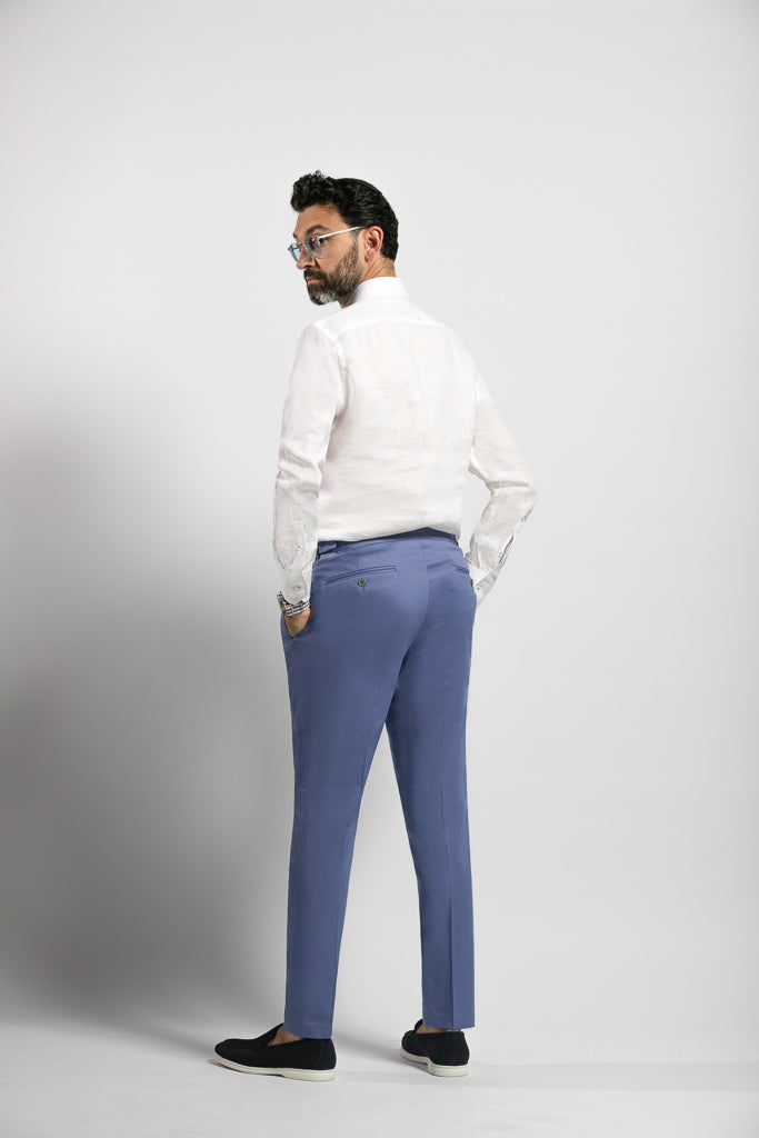 Electric Blue Trousers with adjusters Duca Visconti Cotton