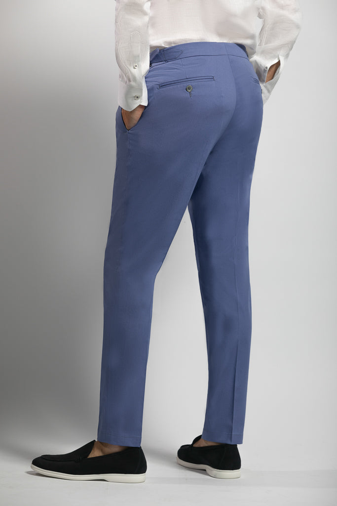 Electric Blue Trousers with adjusters Duca Visconti Cotton