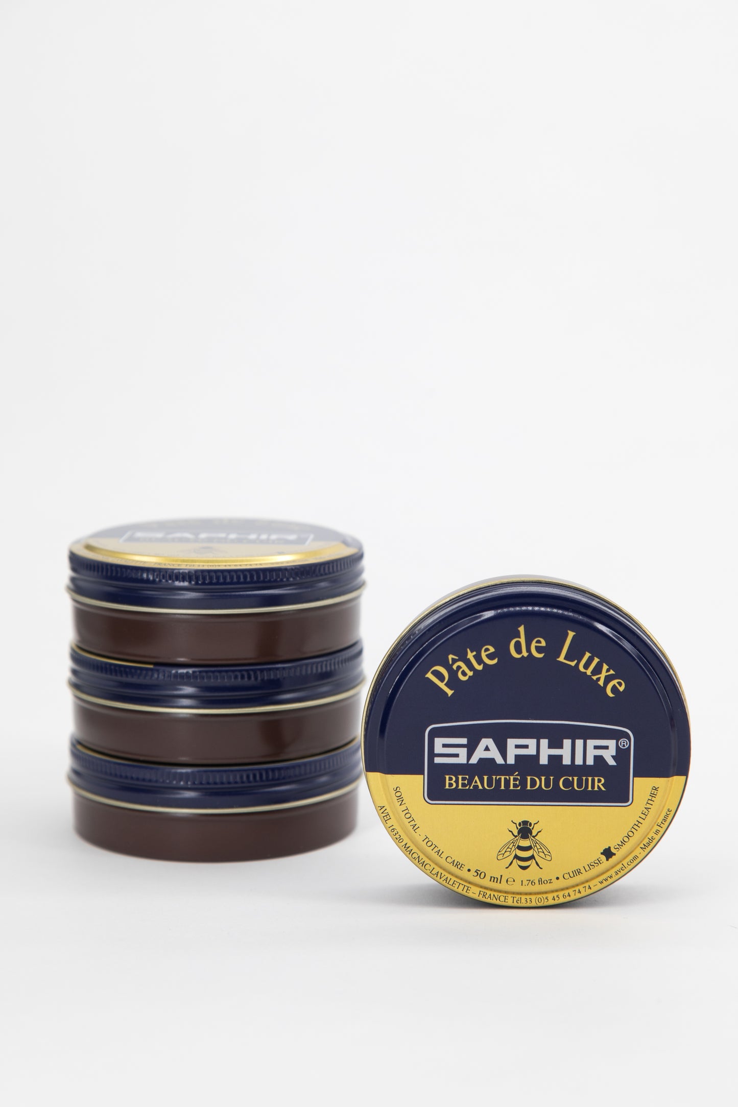 Saphir Shoe Polish Pate de Luxe 50ml Tin - Made in France - Dark Brown