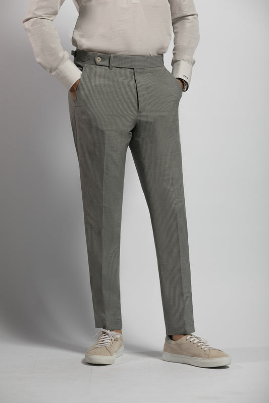 Grey Slim Stripes Trousers with adjusters Drapers 150'S