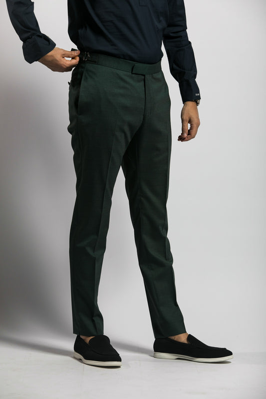 Forest Green Trousers with adjusters Reda Super 110'S