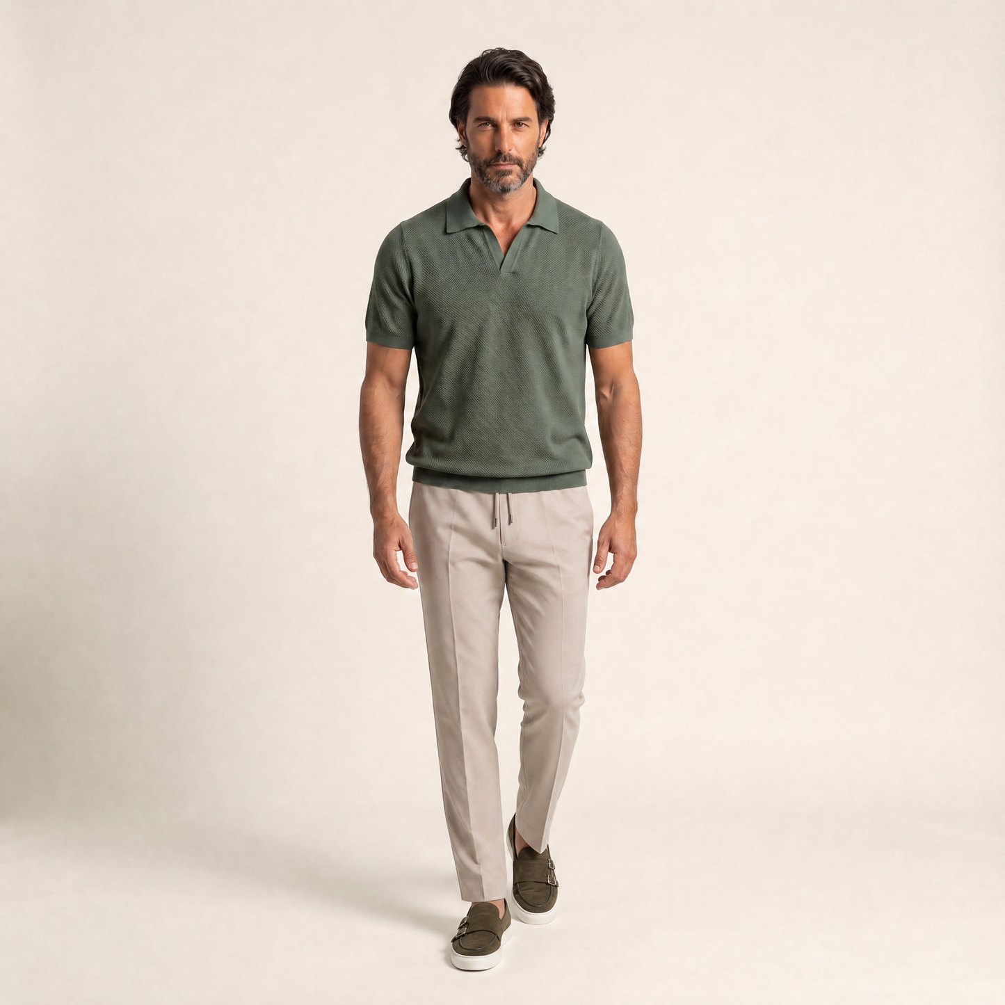 Buttonless Polo Cotton Crepe │ Green