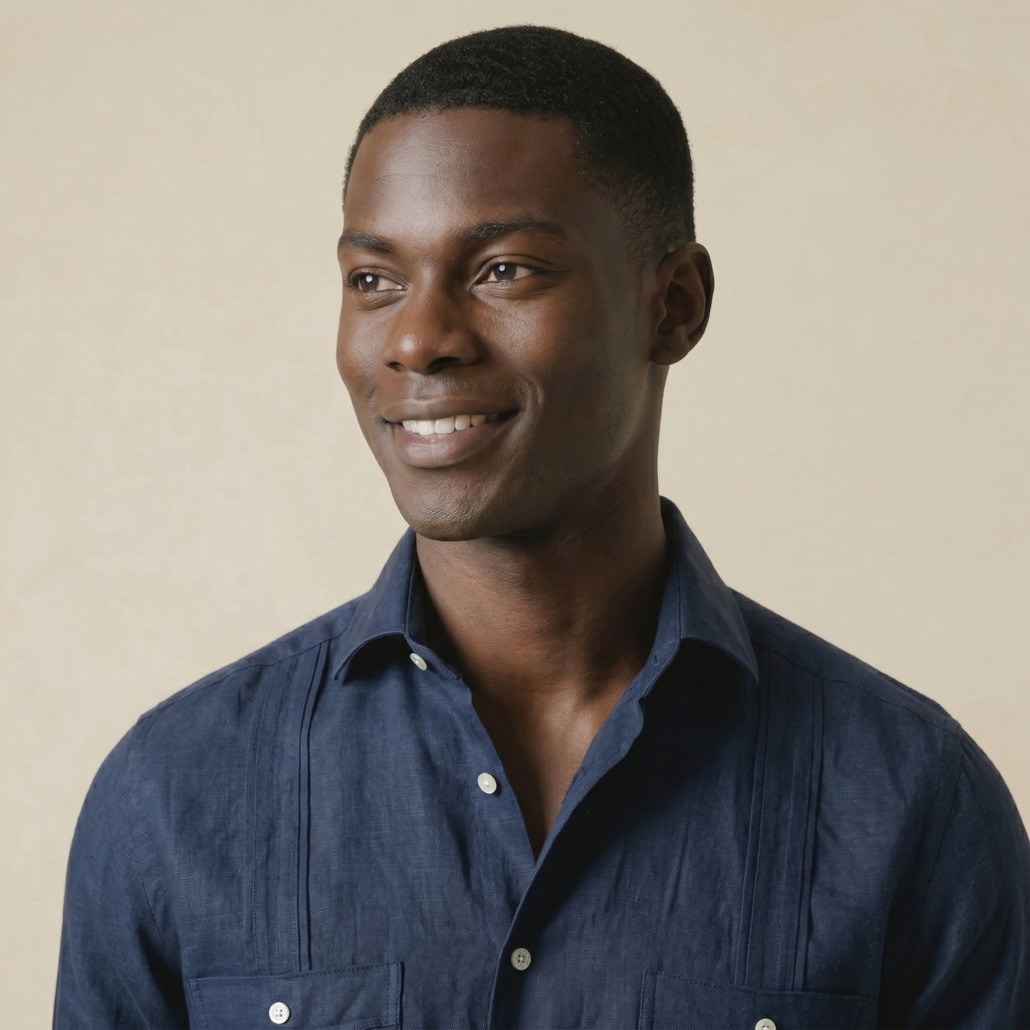 Cuban Shirt, Navy, Pure Linen