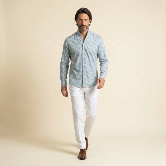 Shirt, Popelin Blue Flowers, Pure Cotton, Liberty