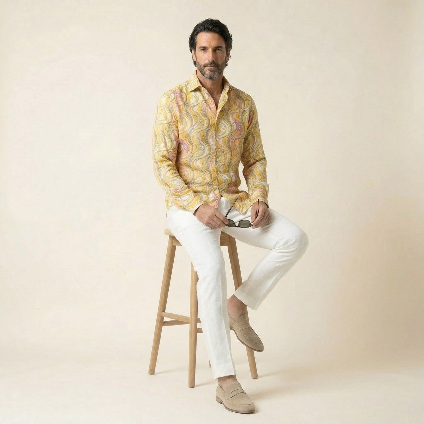 Shirt, Multicolor, Narciso Silk II, Pure Silk, Carnet