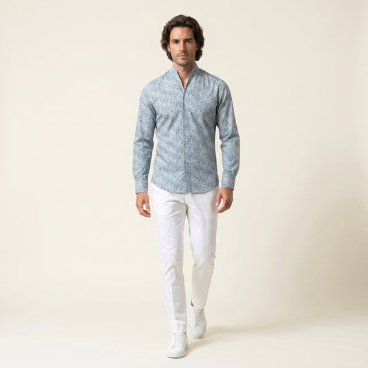 Shirt, Popelin Blue Flowers, Pure Cotton, Liberty