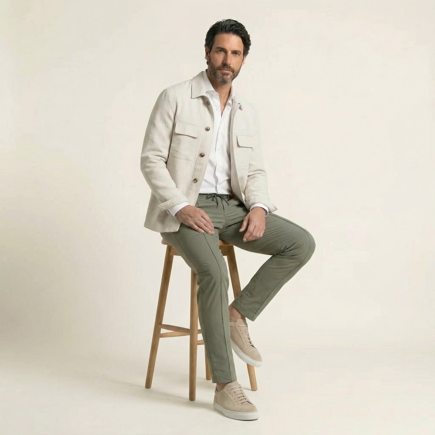 Work Jacket, Beige, Japanese Tec fabric
