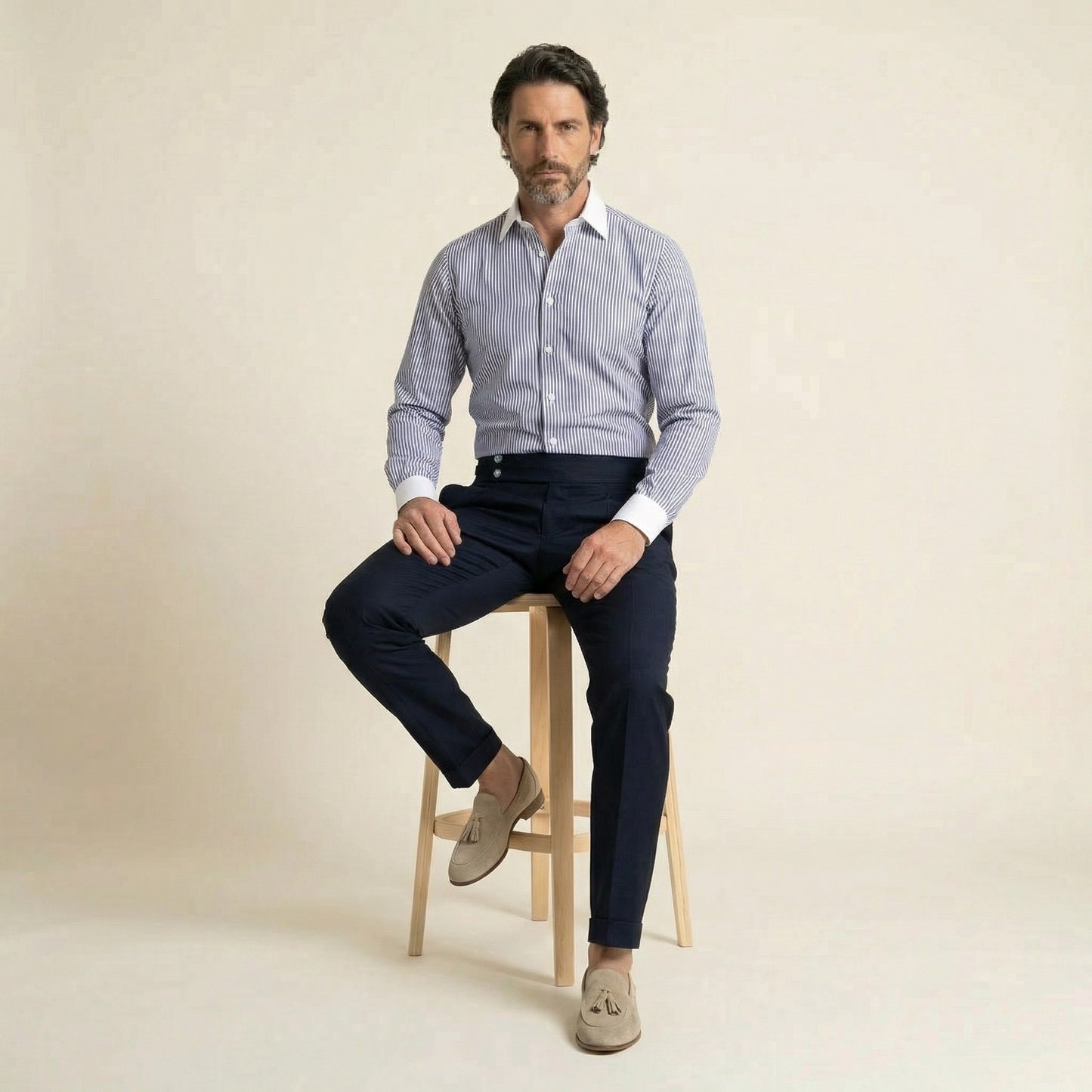 Shirt, Deep Blue Stripes, Pure Cotton, Lagar