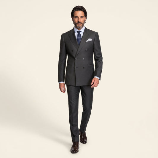 Peak Lapel Double Breasted 6 on 2, Anthracite Suit, Zegna Traveller