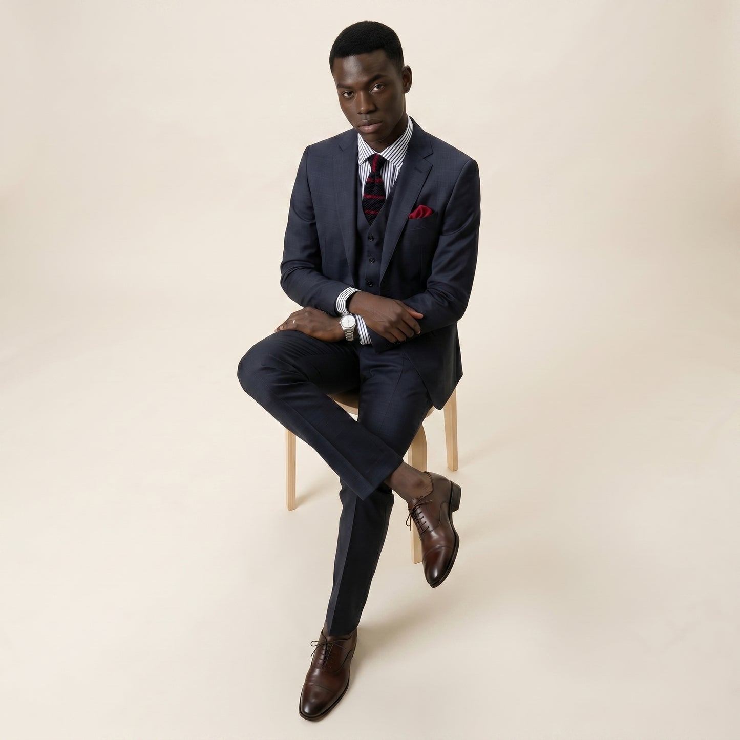 Notch Lapel, Navy Suit 2 pcs, Pure Wool, FT Di Delfino