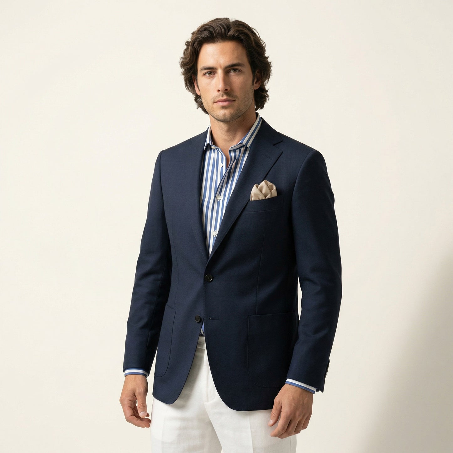 Notch Lapel, Navy, Vitale Barberis, Jacket Only