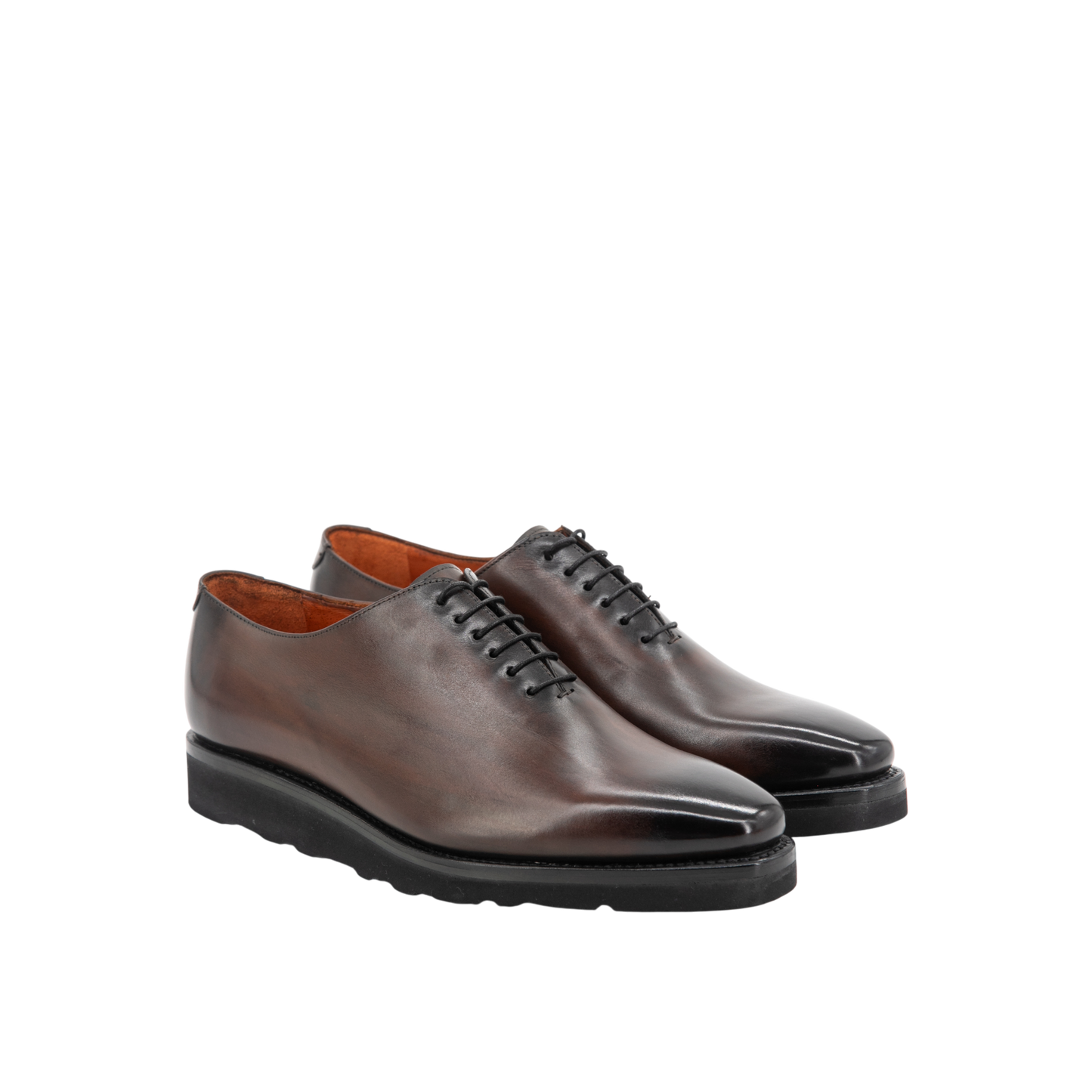 Leather Whole Cut Savile │ Brown Burn-Effect Gomma