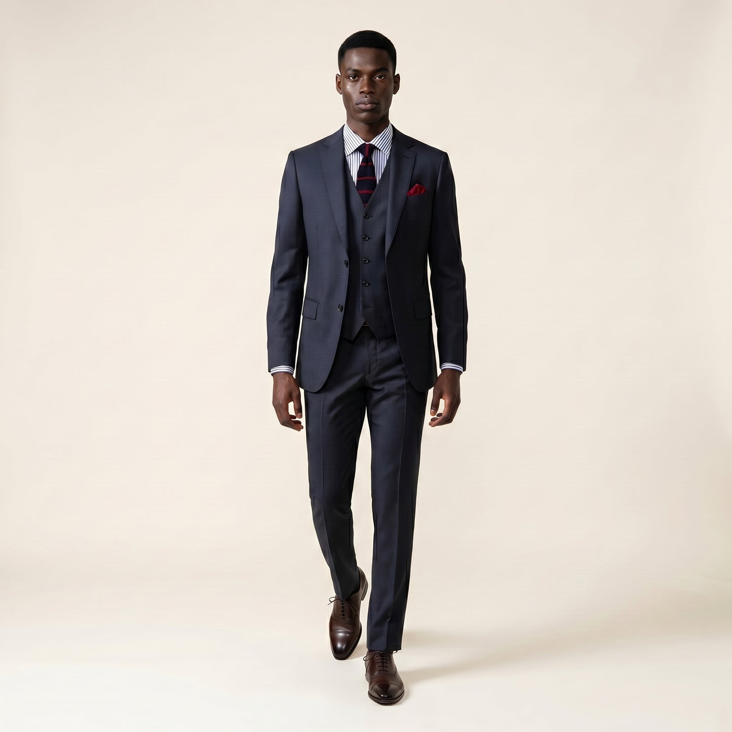 Notch Lapel, Navy Suit 2 pcs, Pure Wool, FT Di Delfino
