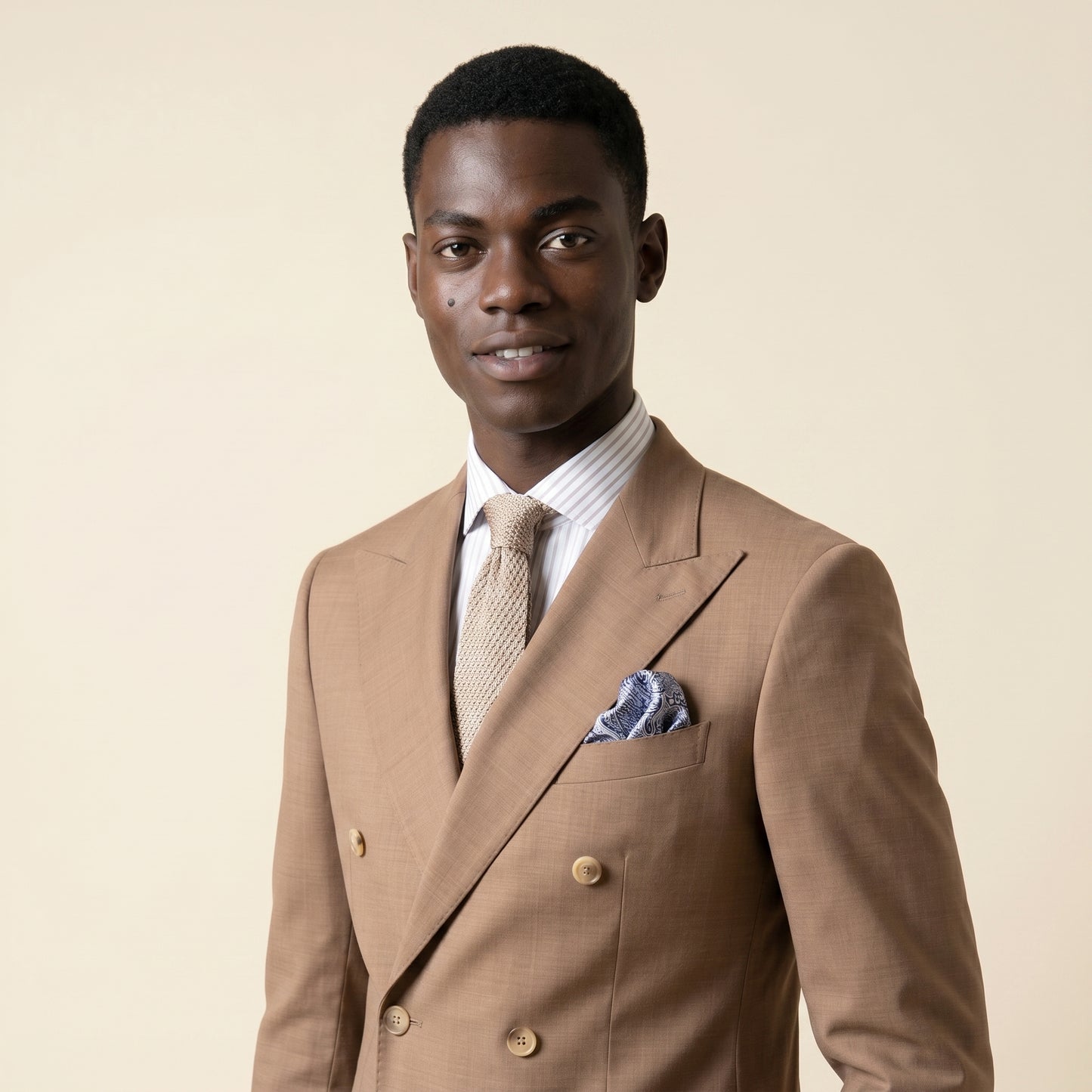 Double Breasted 6 on 2, 2 pcs Suit, Brown, Superfine Merino Wool, Loro Piana Zelander