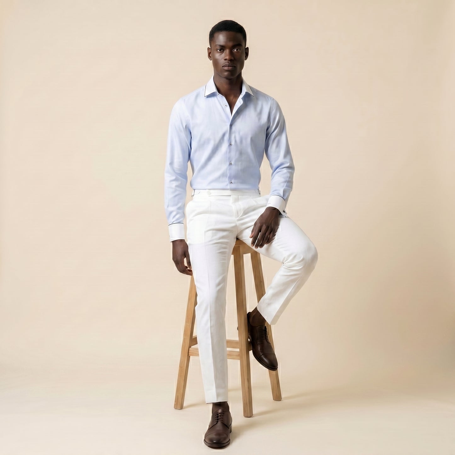 Shirt, Light Blue Twill, Pure Cotton
