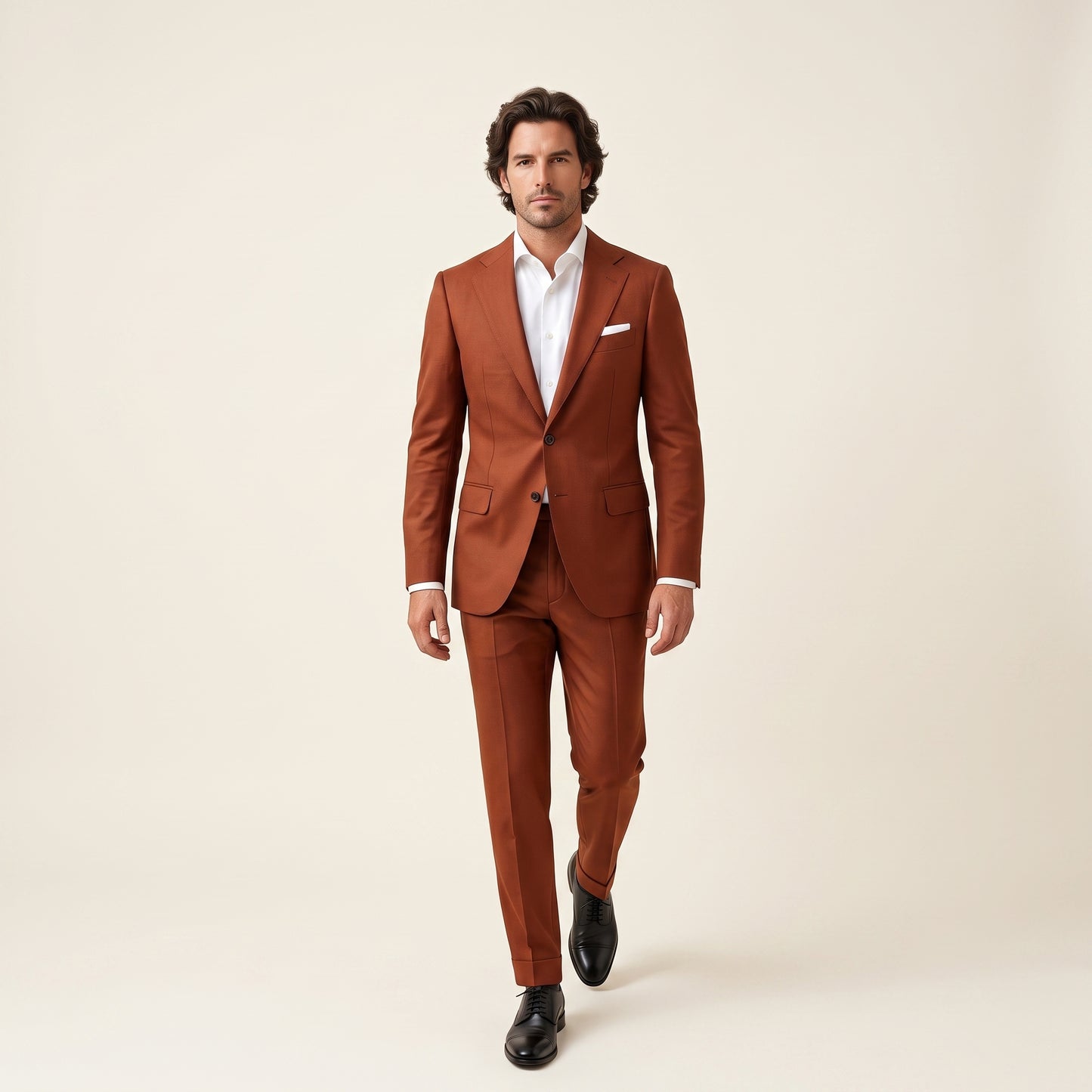 Notch Lapel, 2 pcs Suit, Brown, Pure Wool, Vitale Barberis